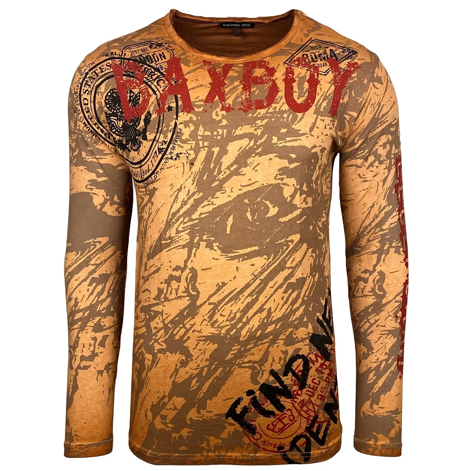 Subliminal Mode BX701 t-shirt homme camel manches longues