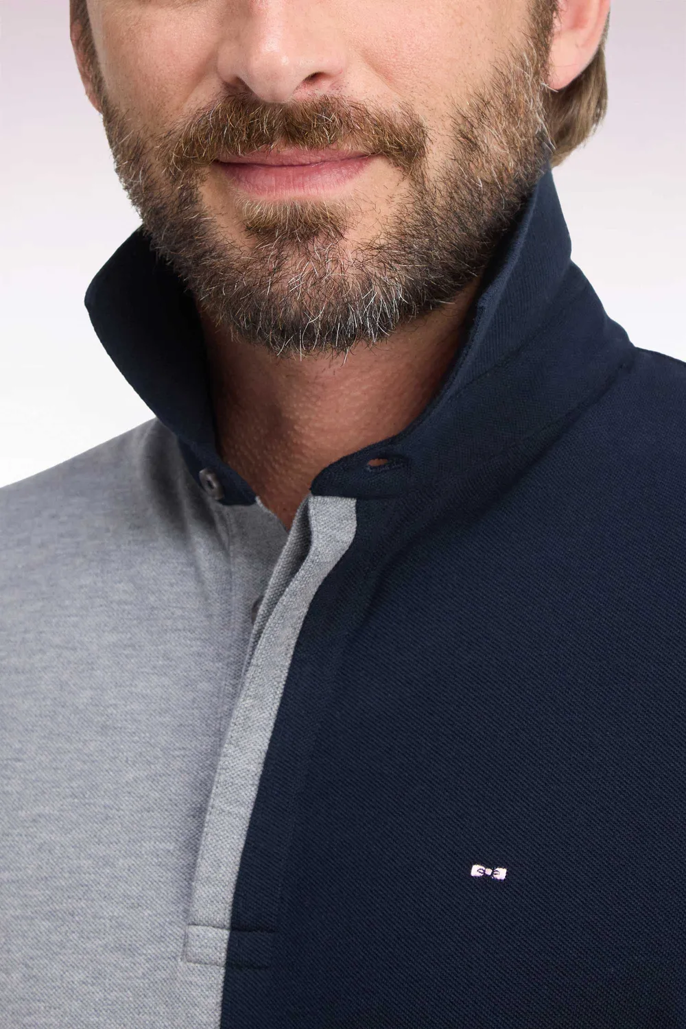 Eden Park polo tricolore homme coton gris coupe droite