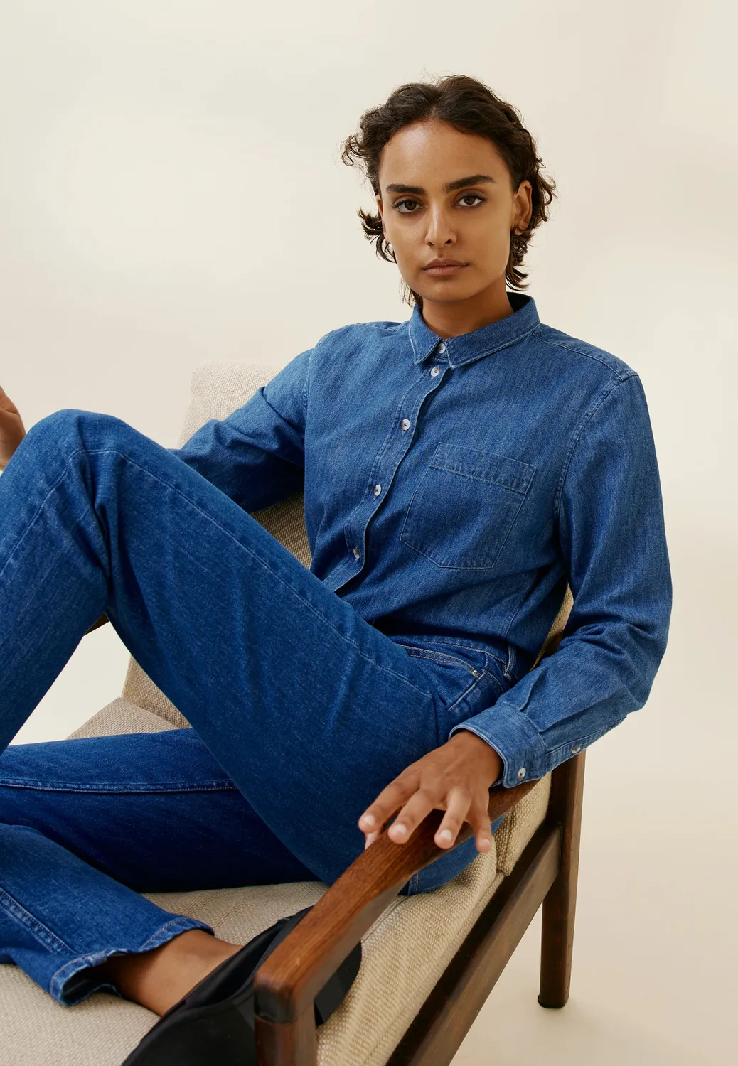 Loom chemise en jean denim bleu moyen