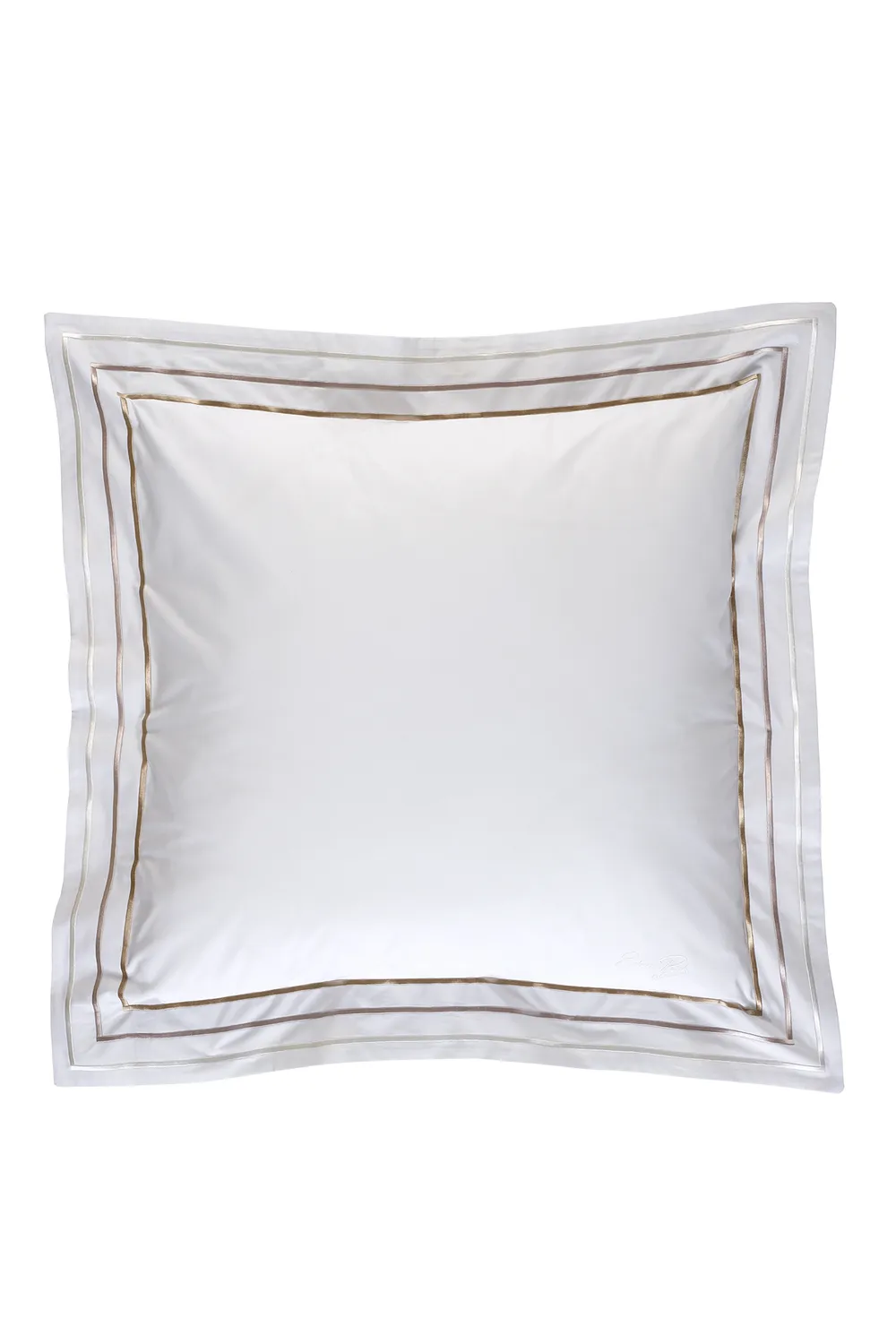 Eden Park lot 2 taies oreiller 65x65 coton blanc doré