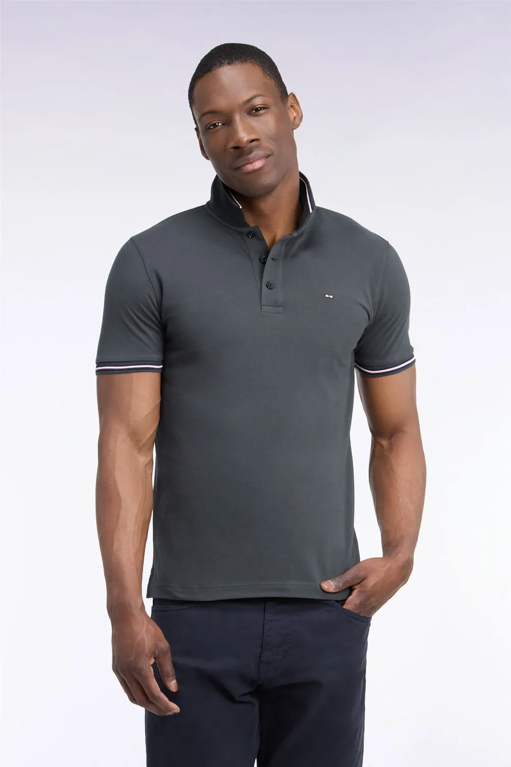 Eden Park polo piqué coton kaki coupe droite