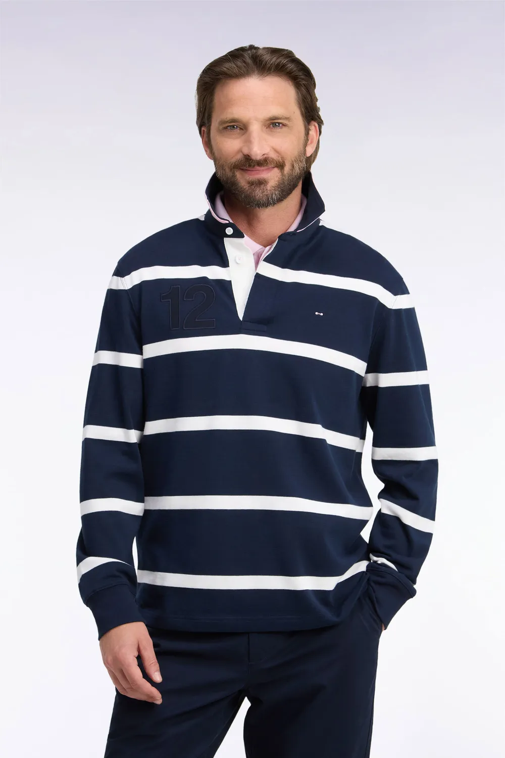 Eden Park maillot rugby coton marine rayé