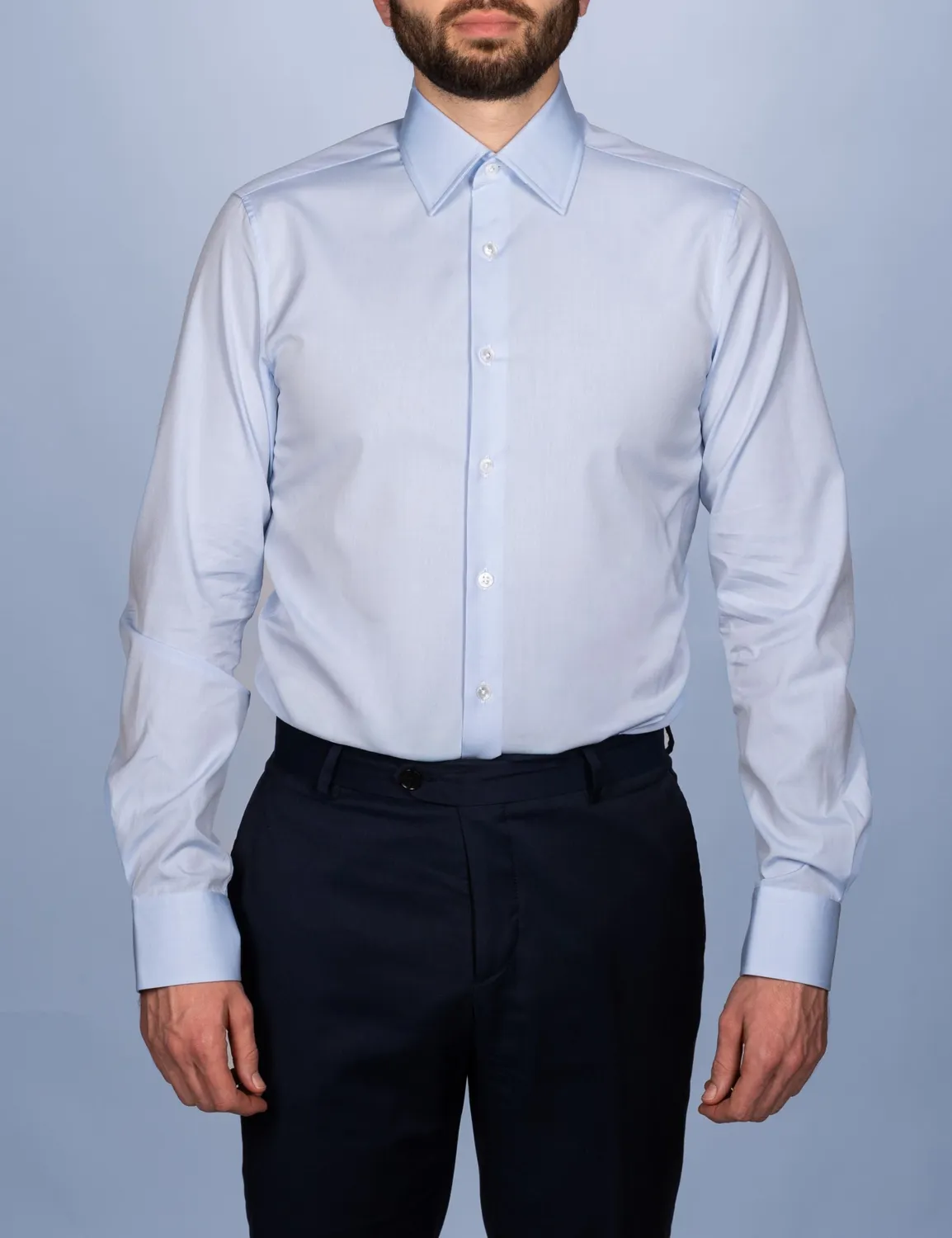La Chemise Française popeline chemise homme bleu ciel col français