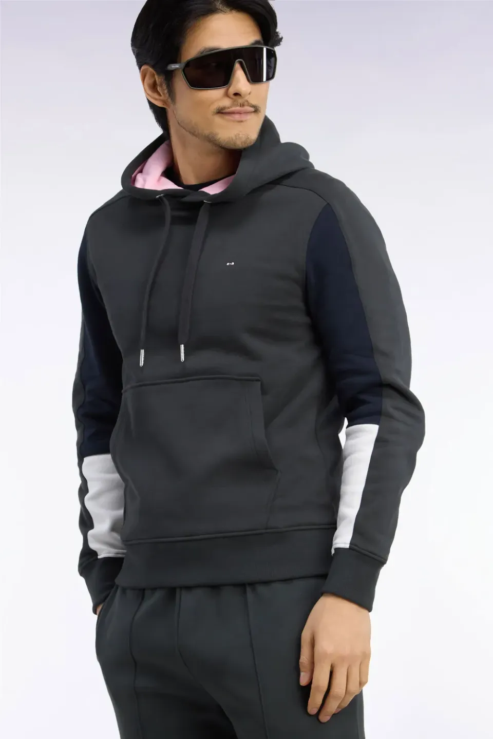 Eden Park Tricolore H26MAISW0016 sweat capuche coton kaki droit