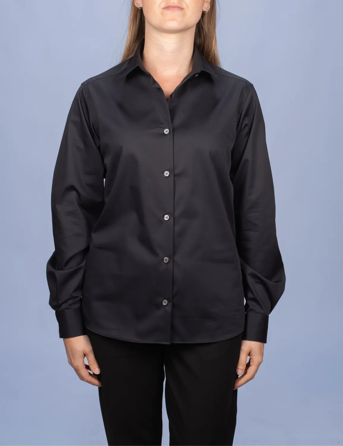 La Chemise Française Satin Noir chemisier femme coton brillant