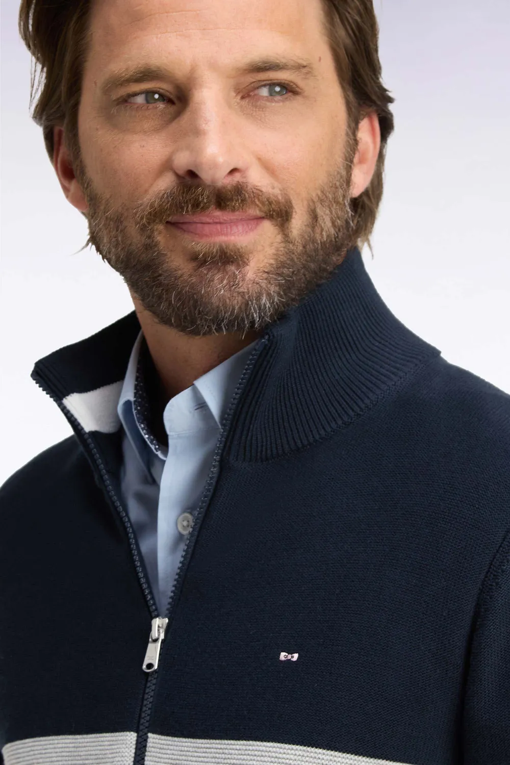 Eden Park Show Bizz cardigan zippé marine coton homme