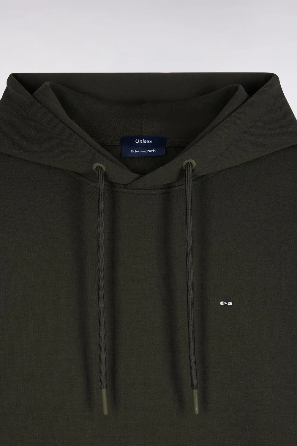 Eden Park sweat capuche interlock kaki loose unisexe
