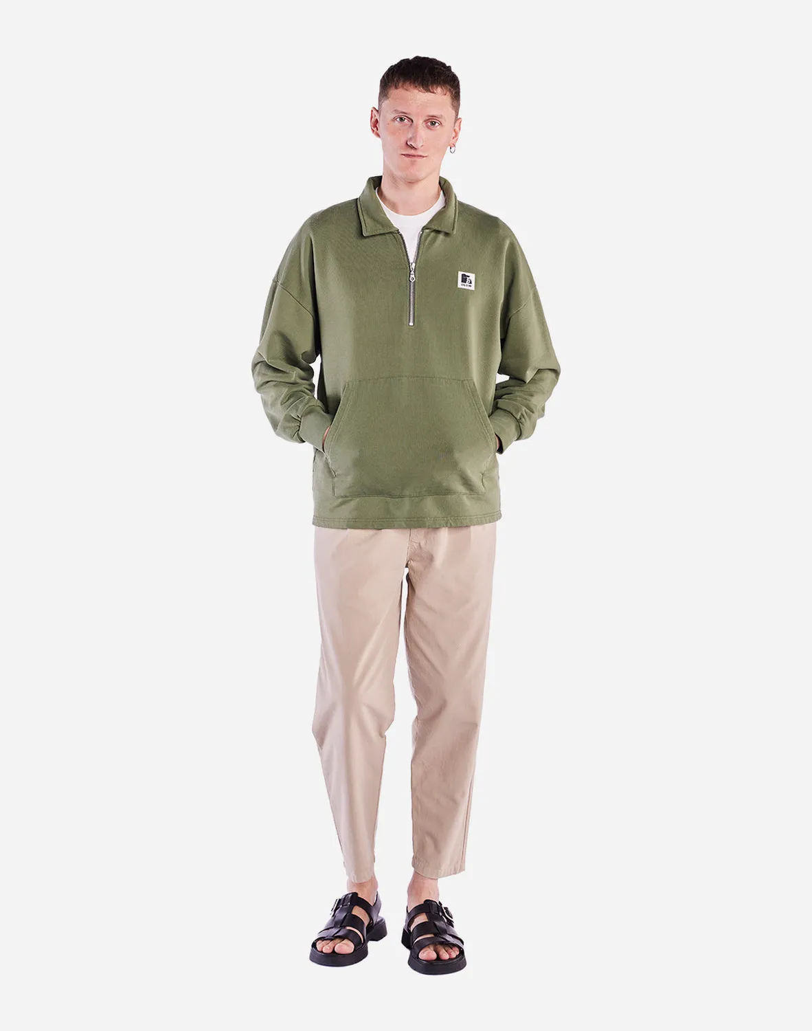 Olow Manso sweat zippé vert olive coton bio