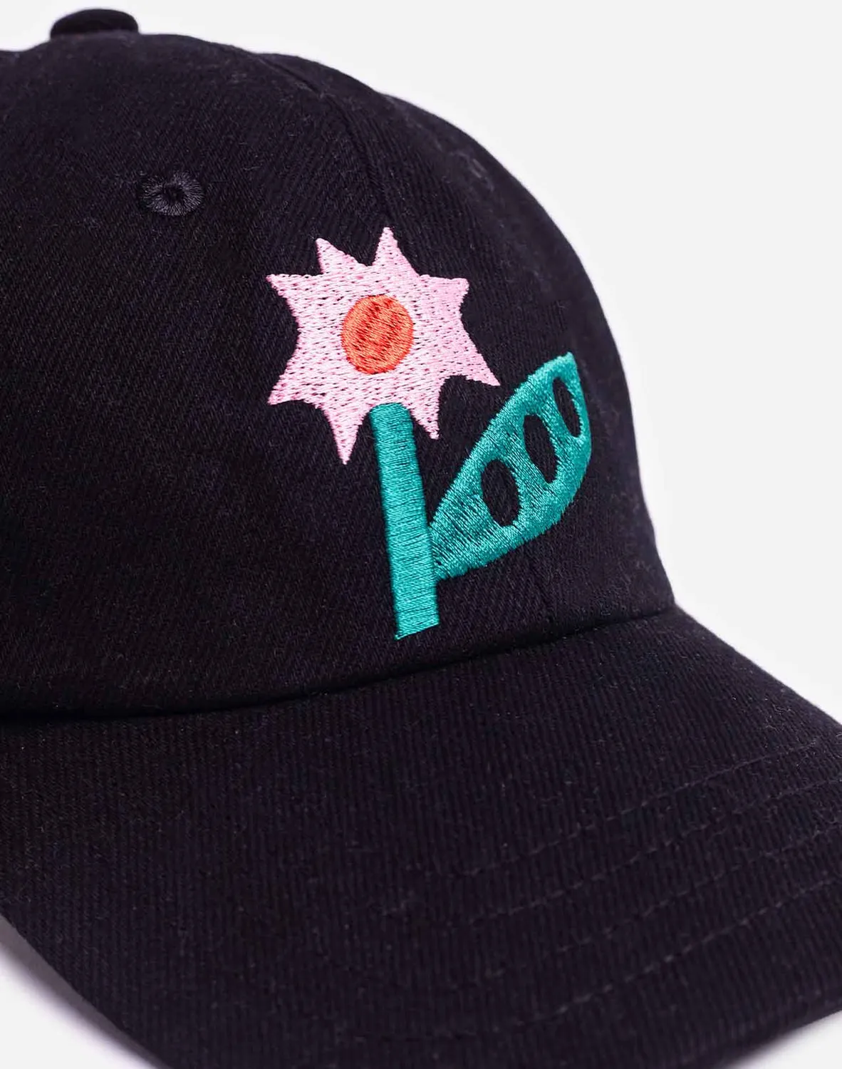 OLOW Flower casquette six pans denim noir coton