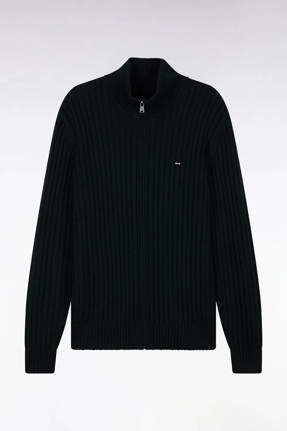 Eden Park cardigan zippé col camionneur noir laine coton
