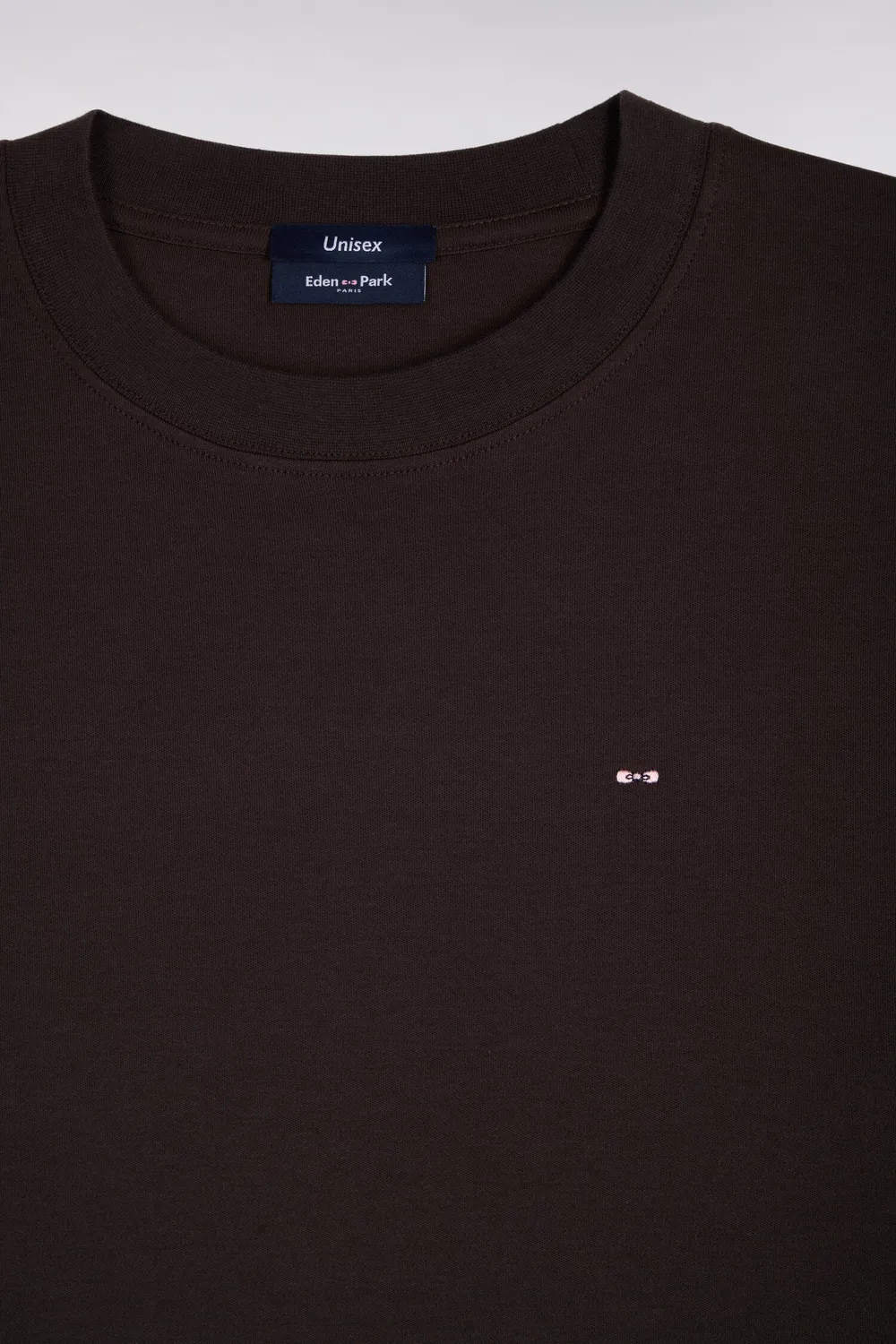 Eden Park t-shirt unisexe coton marron col rond coupe loose