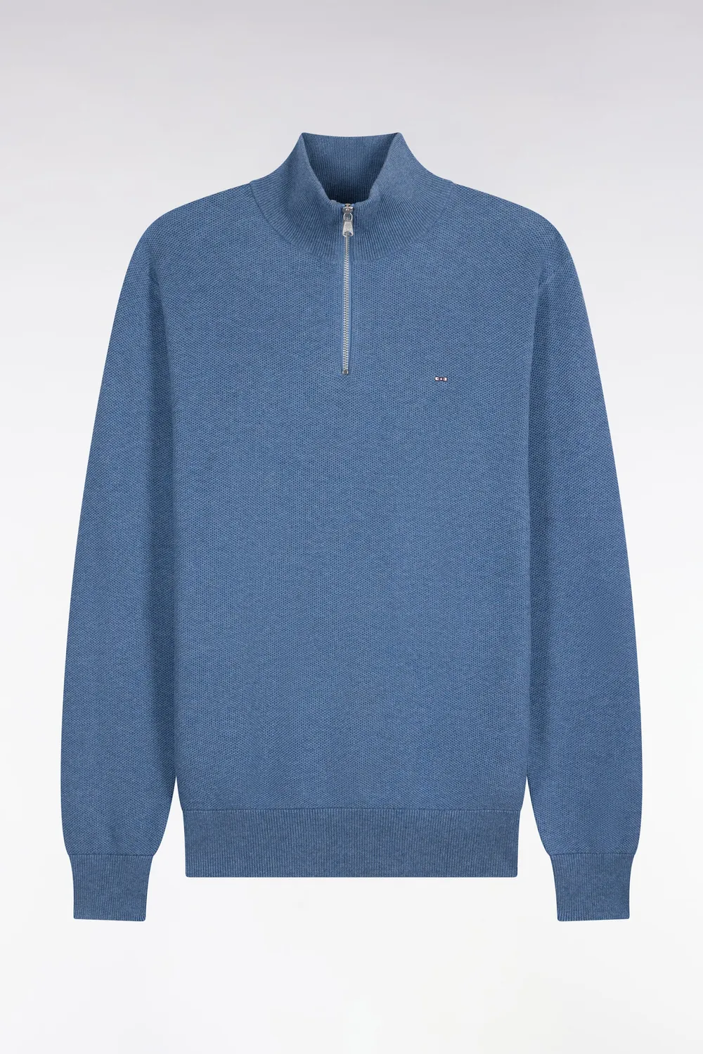 Eden Park pull col camionneur bleu coton nid d’abeille