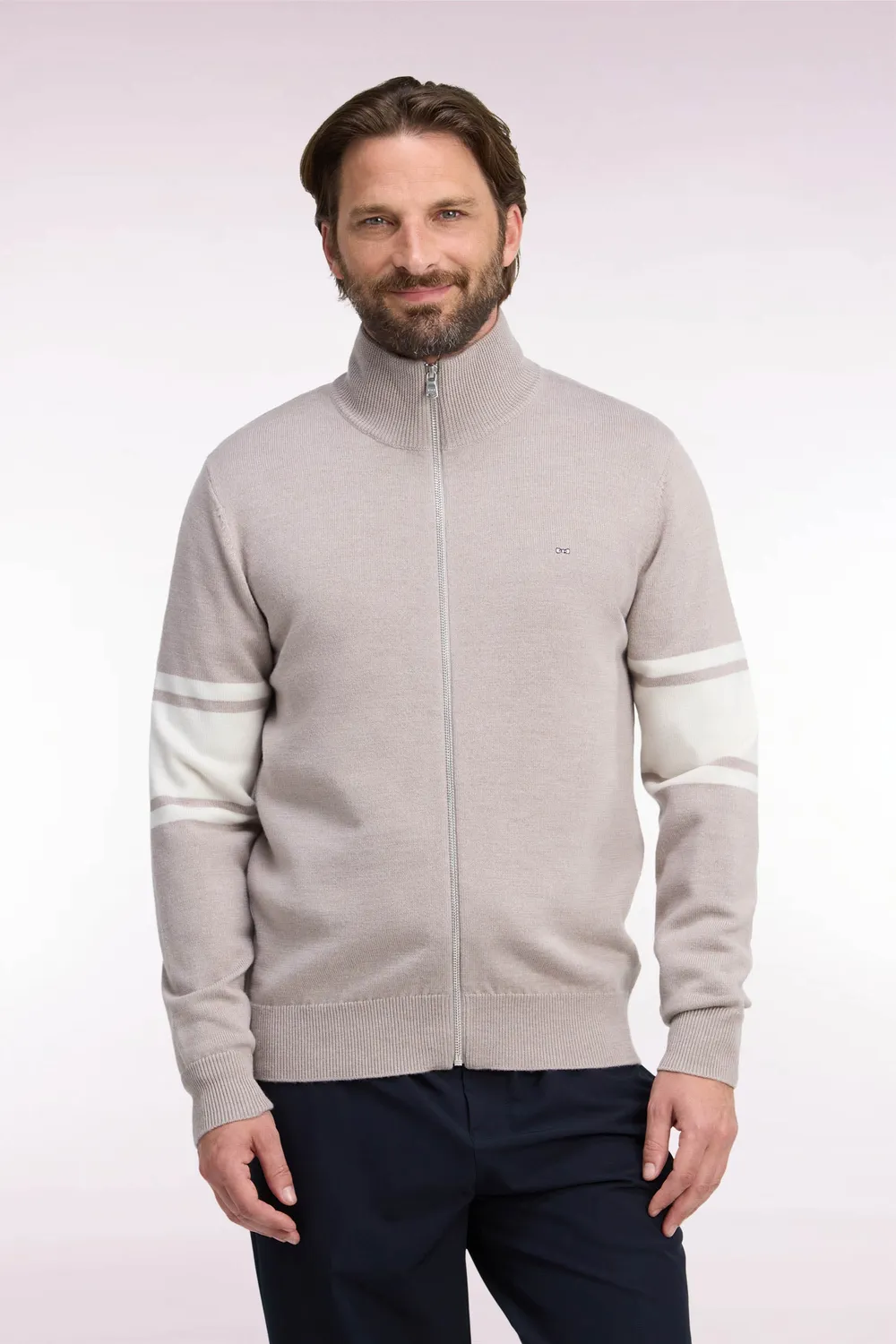 Eden Park cardigan mérinos beige col camionneur