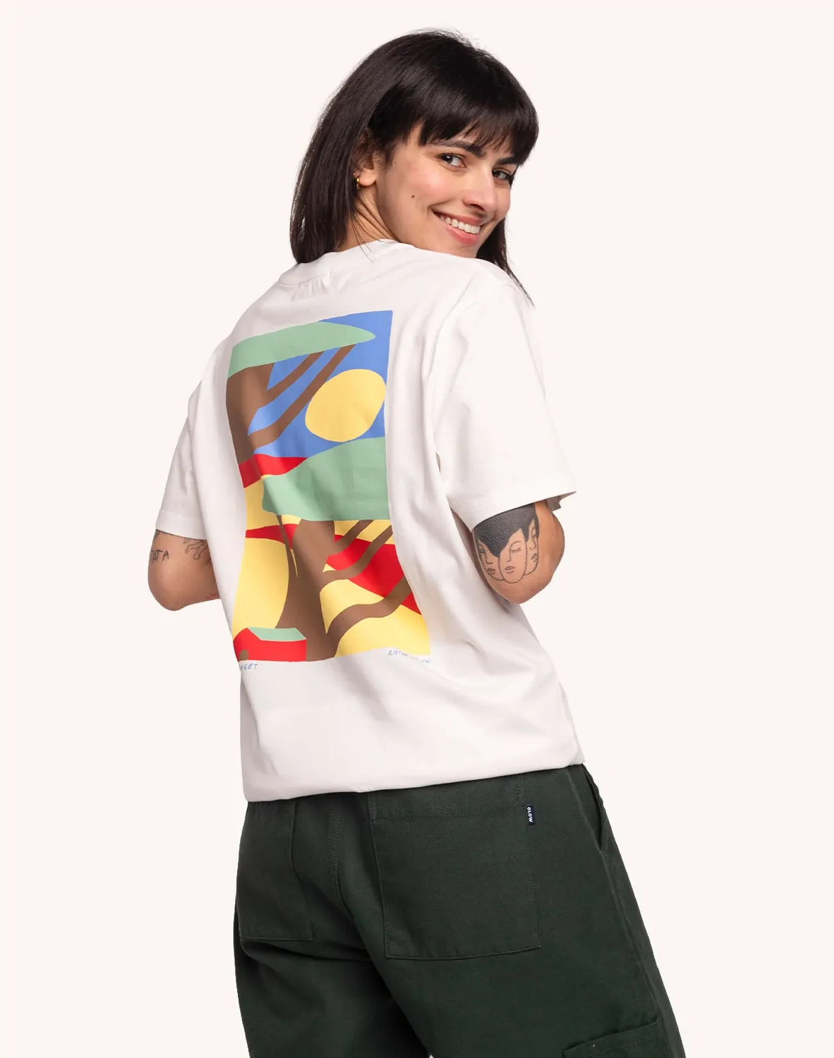 Olow Sunset T-shirt écru brodé coton bio