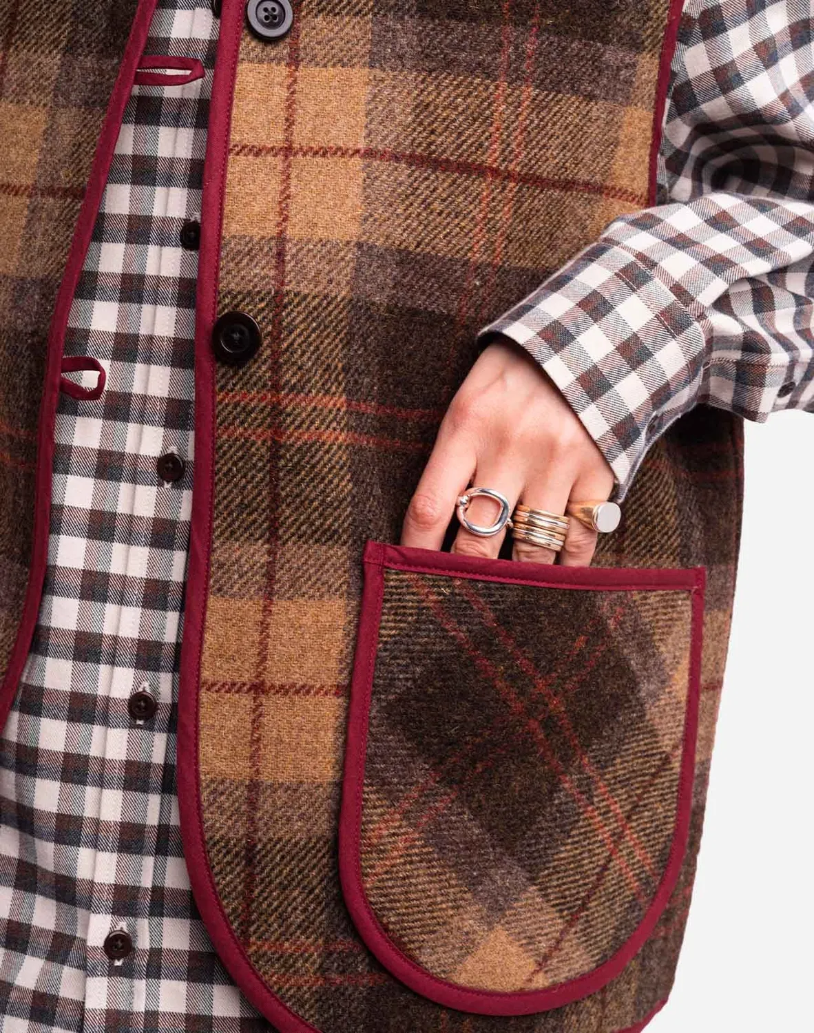 Olow Shepherd veste sans manches tartan laine