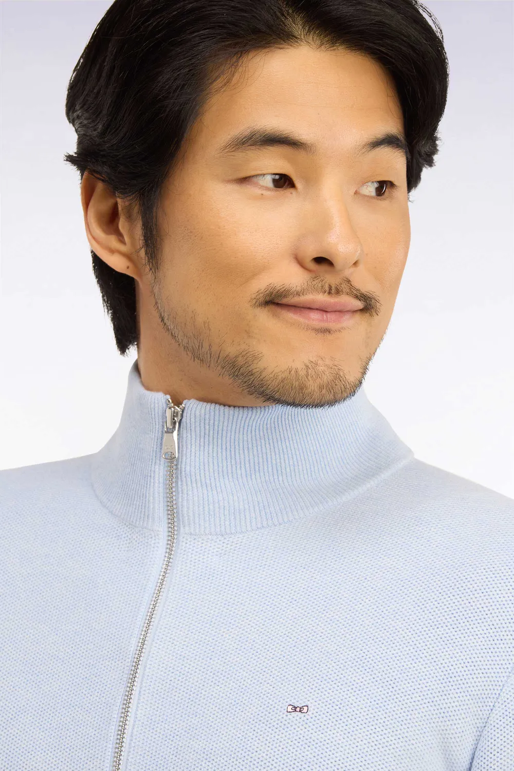 Eden Park cardigan zippé coton bleu ciel droit