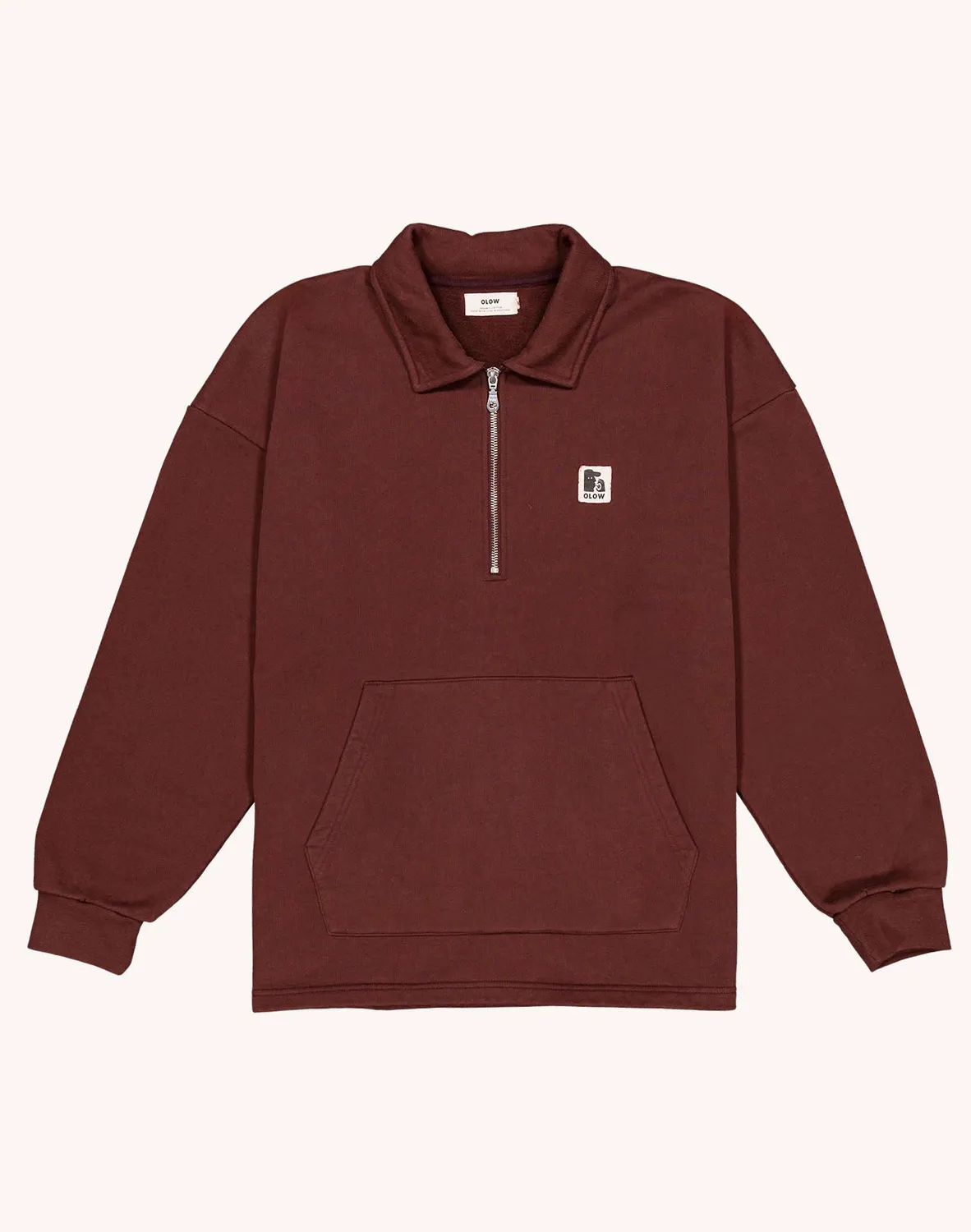 OLOW Manso sweat chocolat col polo zip