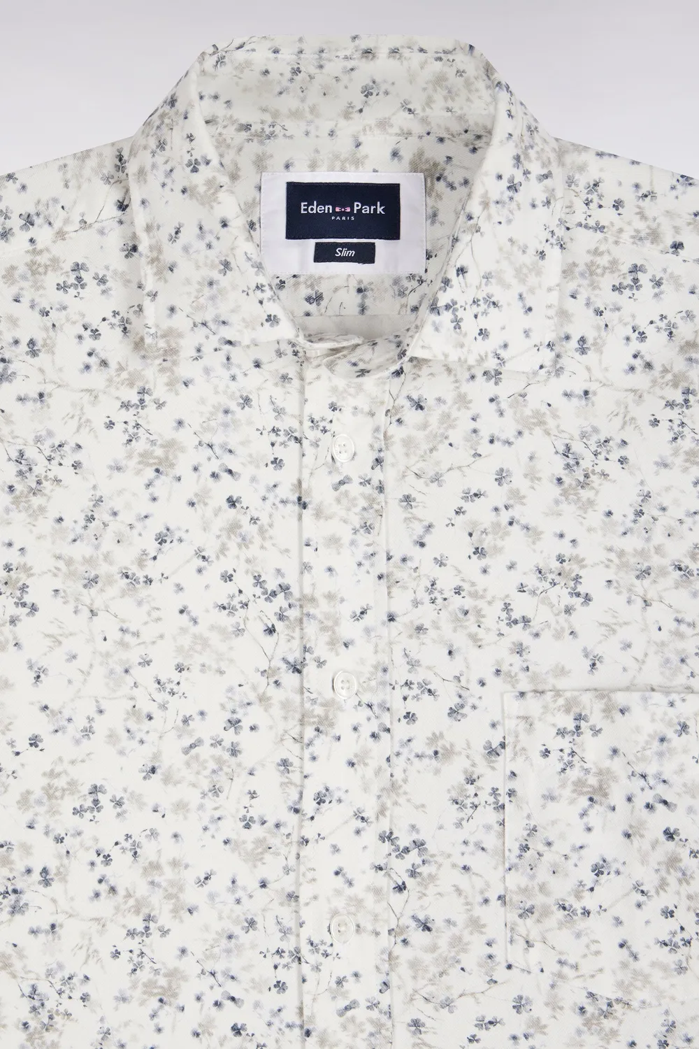 Eden Park Club chemise coton écru micromotifs slim