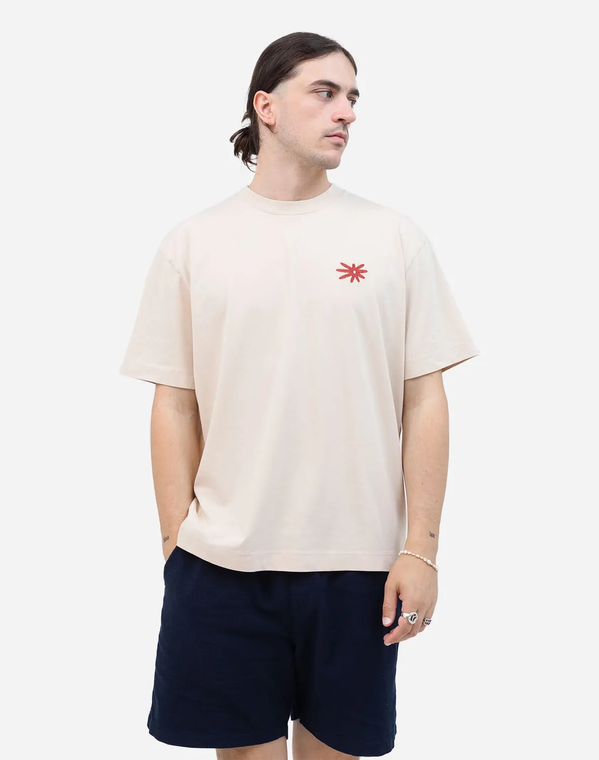 OLOW Flower t-shirt ample crème coton bio