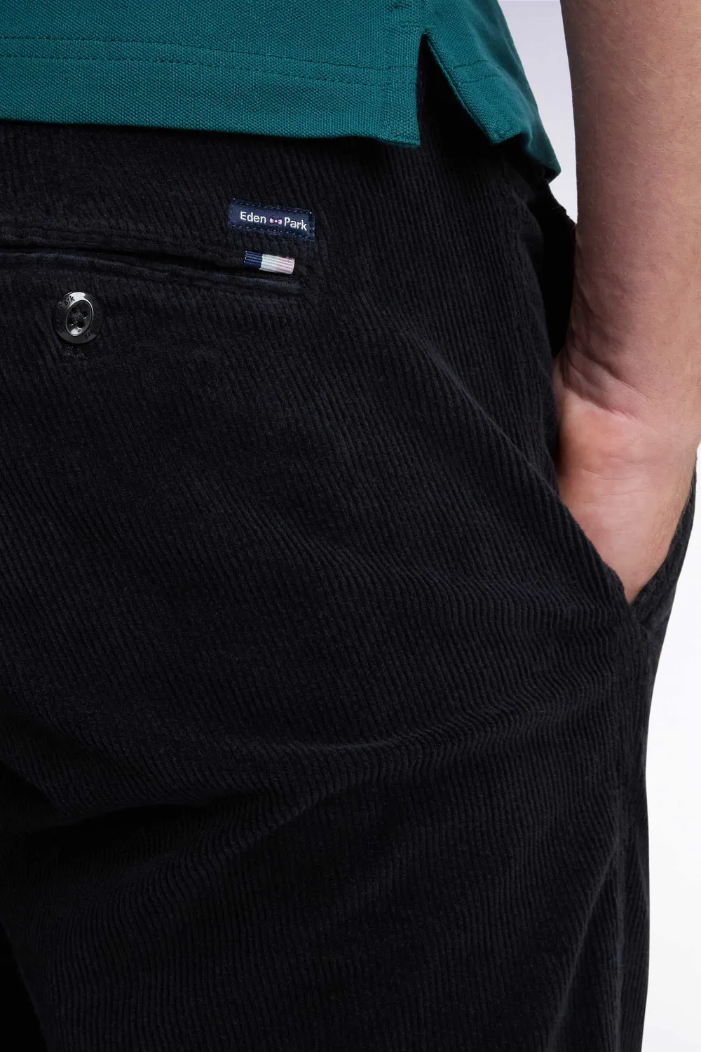 Eden Park chino regular noir velours côtelé sans plis