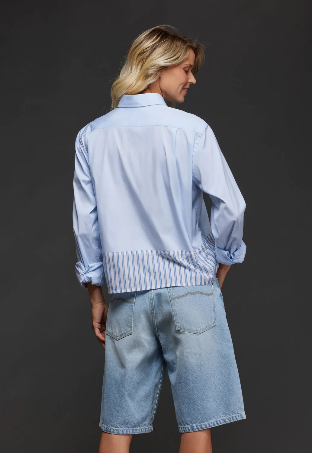 Eden Park chemise coton ciel rayé upcyclée Pap'Atelier M
