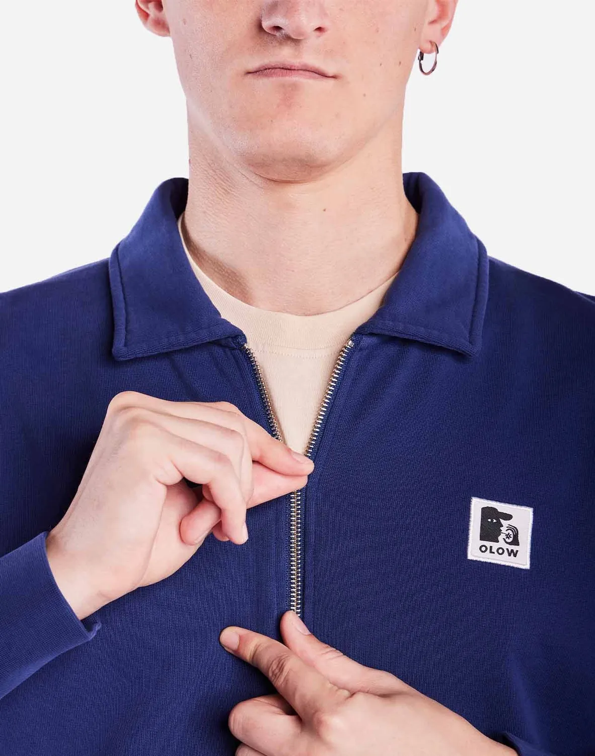 OLOW Manso sweat zippé bleu outremer bio
