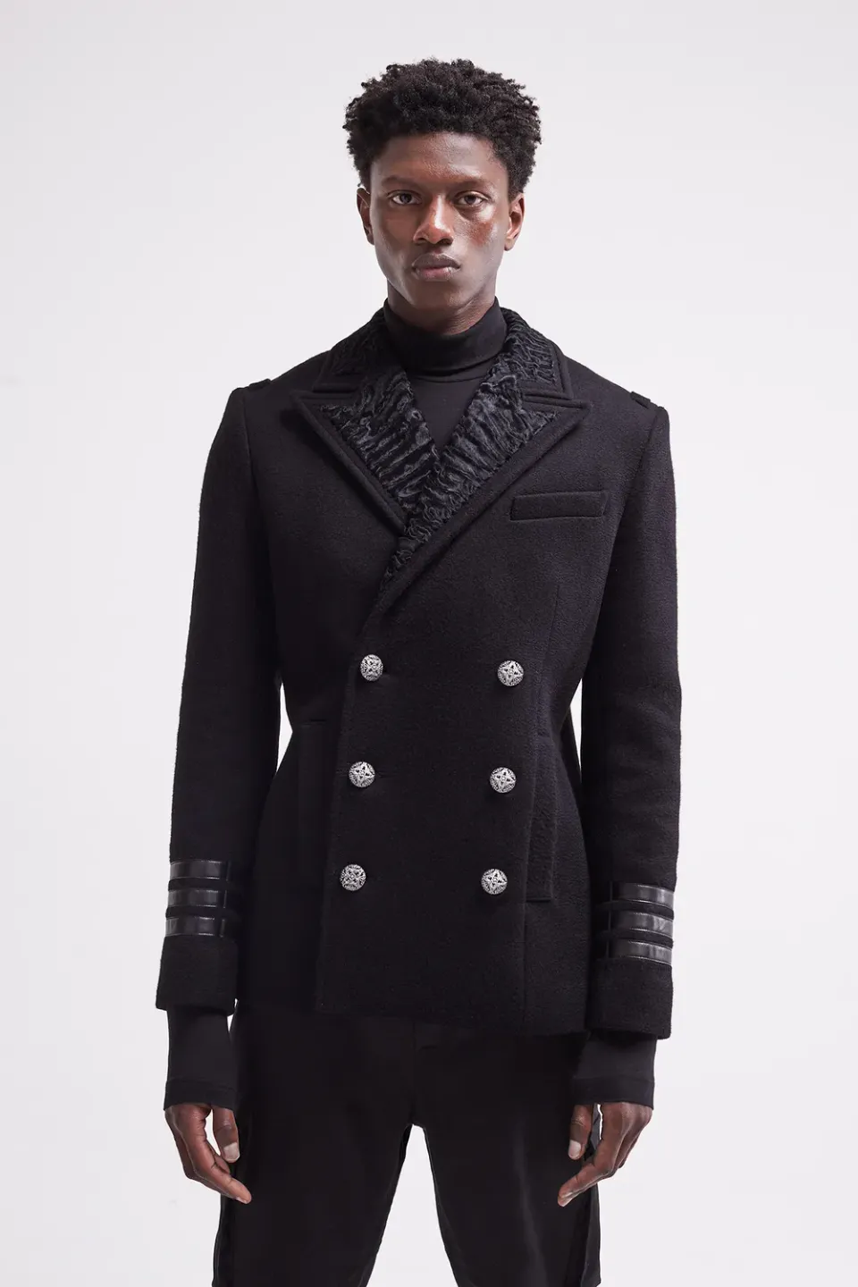 French Deal Amiral Namibia manteau cachemire fourrure