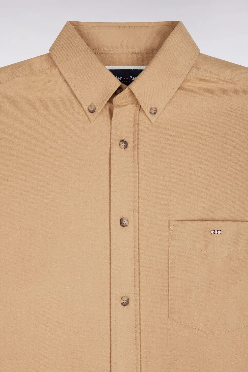 Eden Park Chemise Coton Caramel Coupe Droite