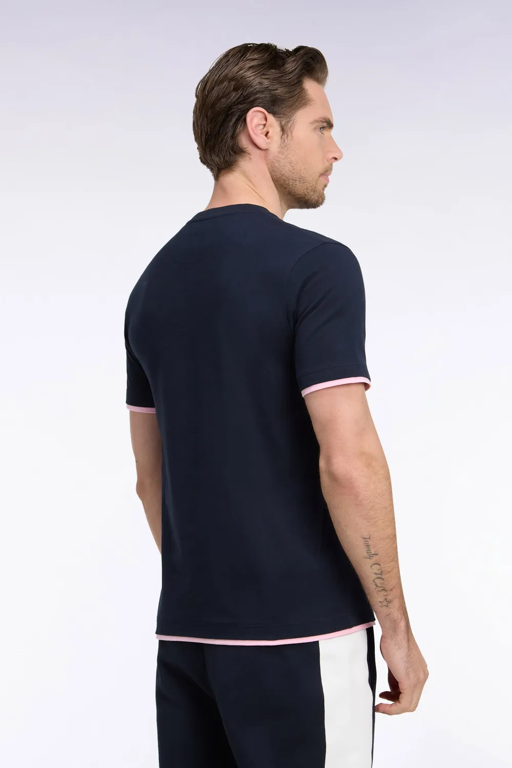 Eden Park Tricolore t-shirt bicolore écru coton brodé droit