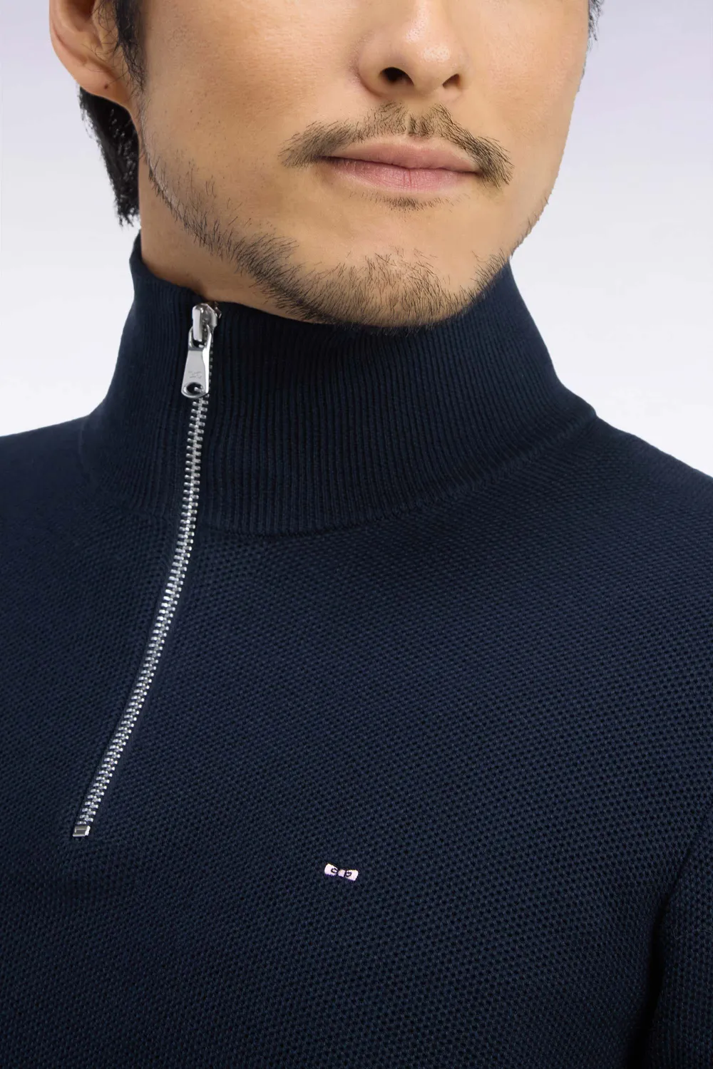 Eden Park pull col camionneur coton marine nid d'abeille