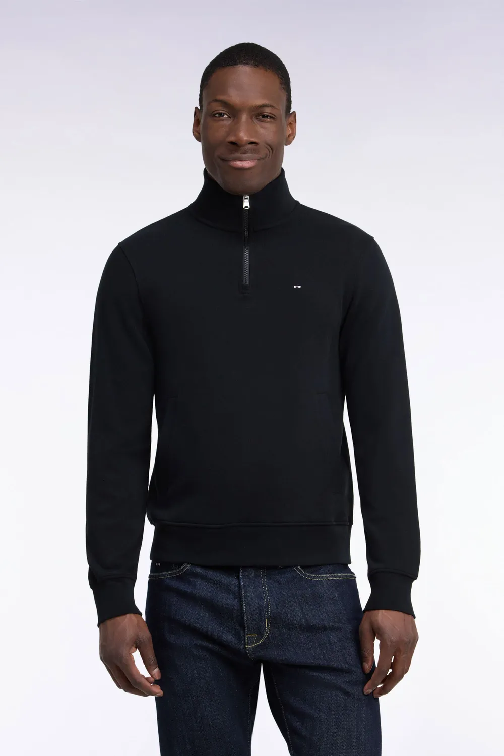 Eden Park sweat col camionneur molleton coton noir