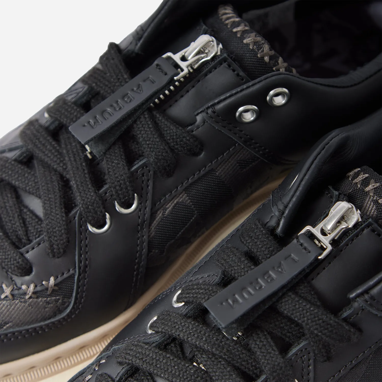 Labrum BW Army sneakers cuir noir beige semelle épaisse