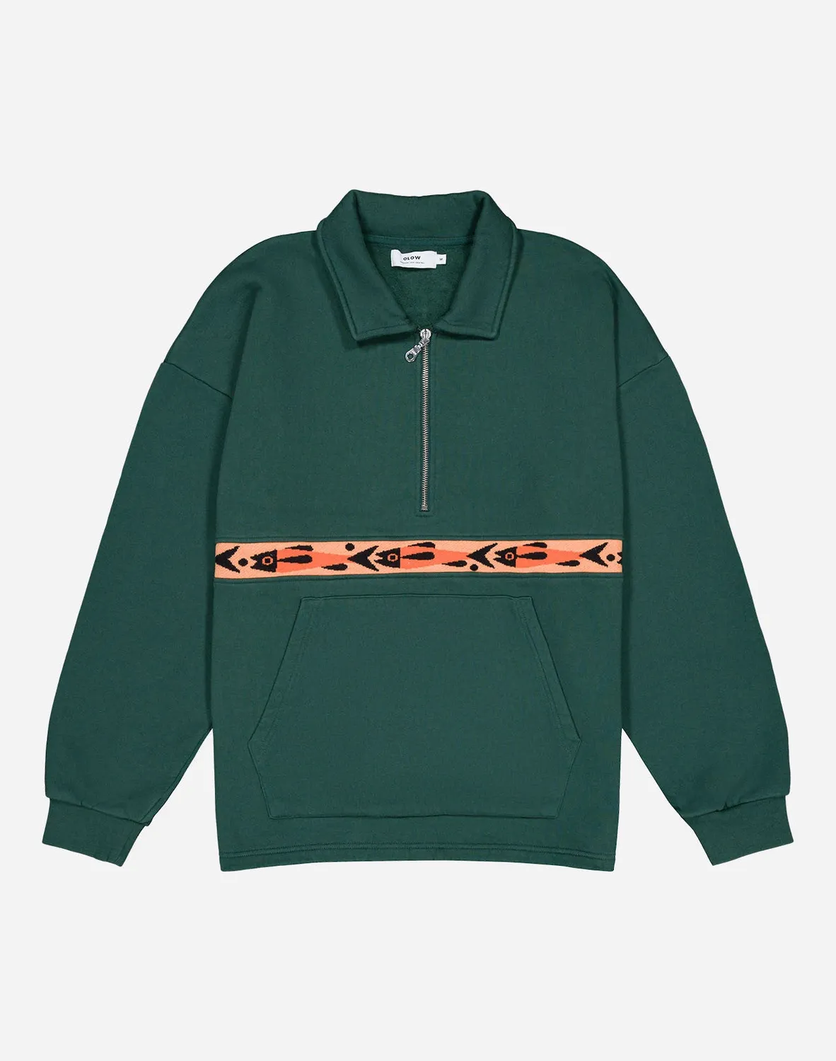 Olow Manso Fishes sweat vert forêt col chemise