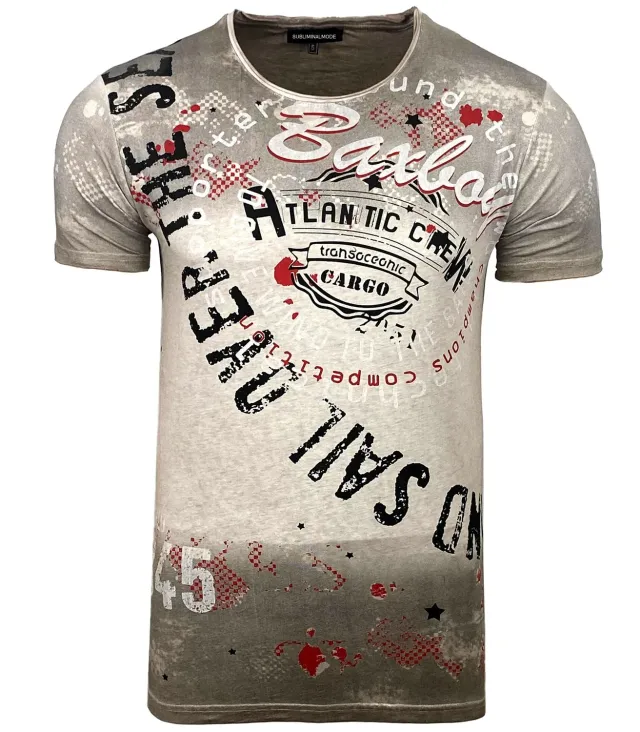 Subliminal Mode BX106 t-shirt col rond beige S délavé