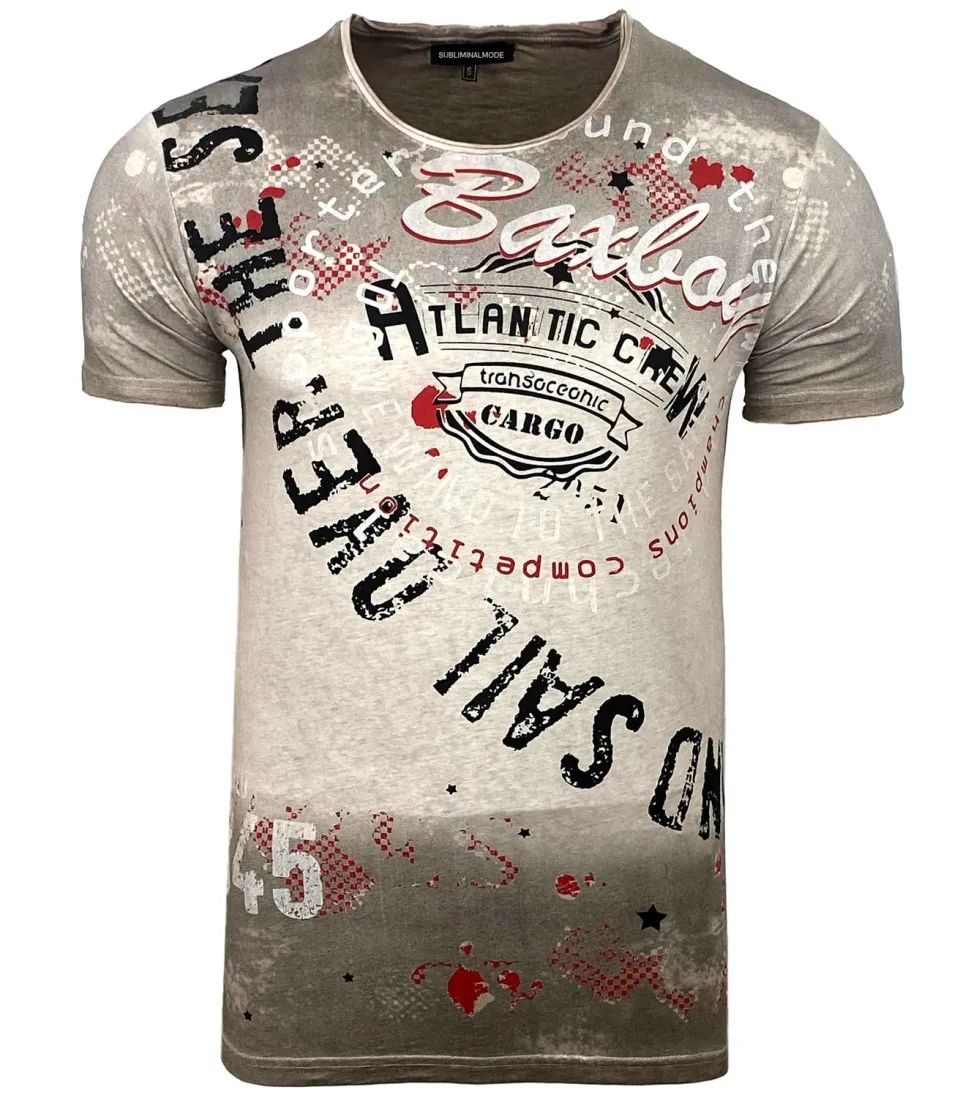Subliminal Mode BX106 t-shirt col rond beige S délavé