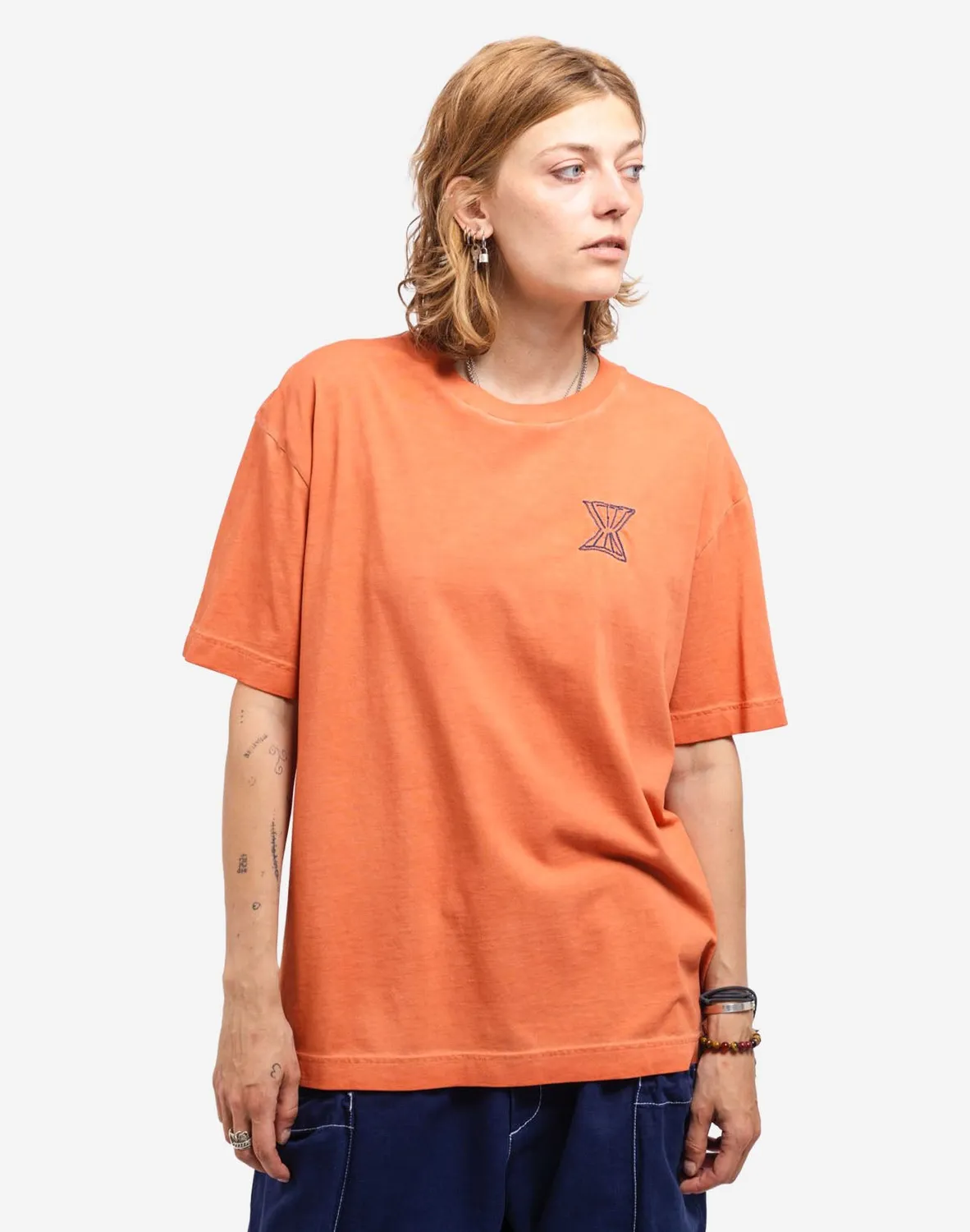 OLOW Azurella t-shirt ample mandarine brodé
