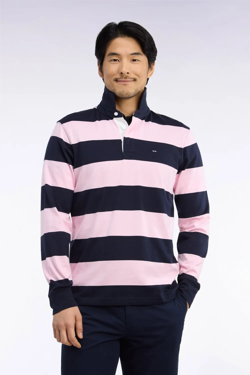 Eden Park Tradi Preppy H26MAIML0014 maillot coton rose marine