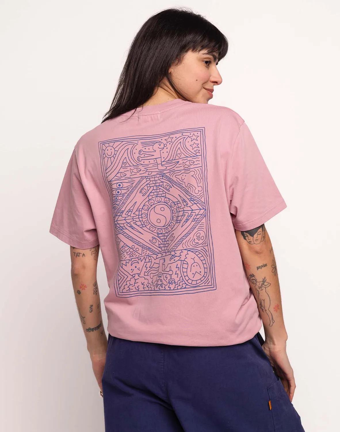 OLOW Taijitu T-shirt homme rose lila coton bio