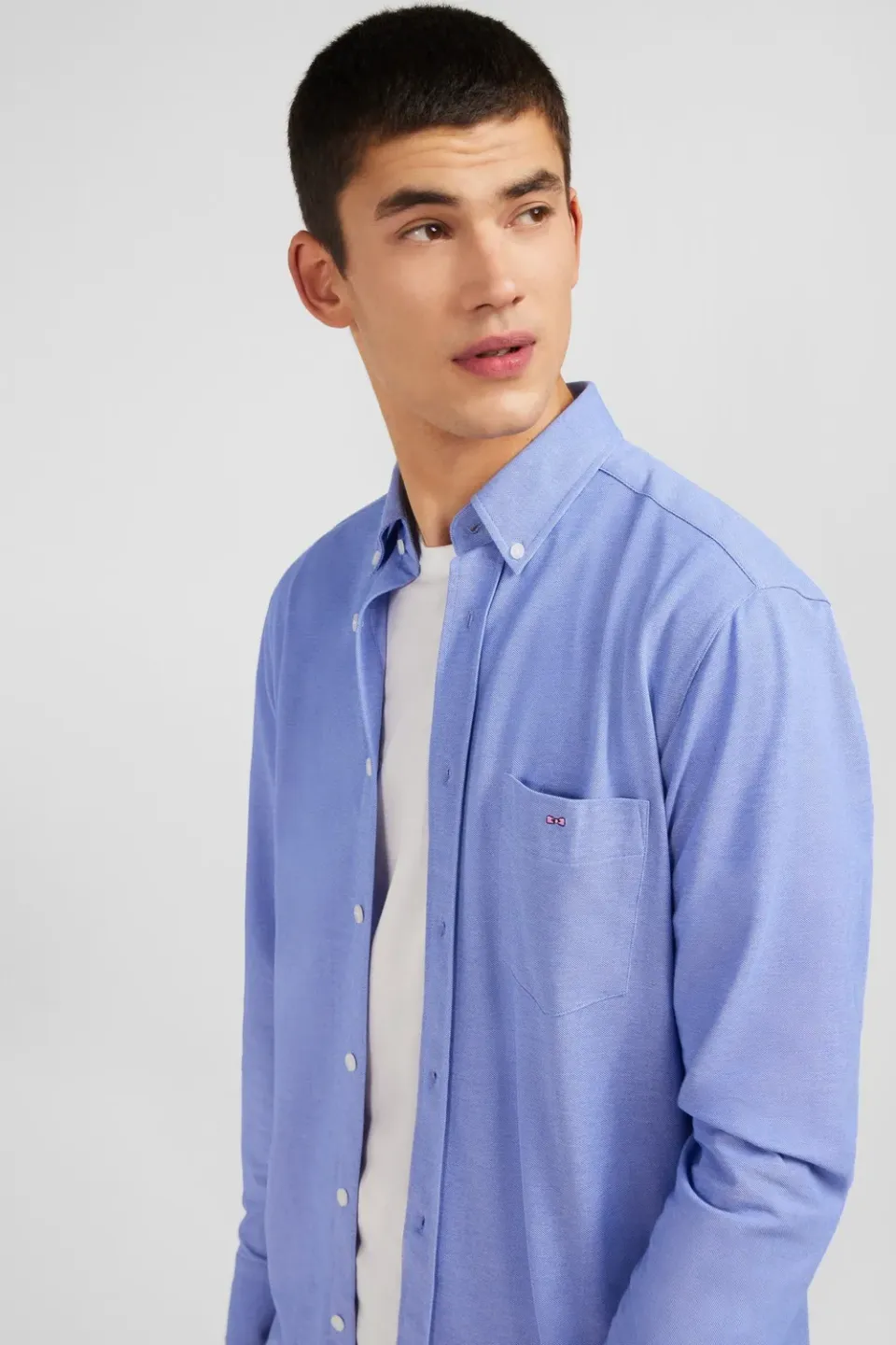 Eden Park chemise coton pinpoint bleu regular fit