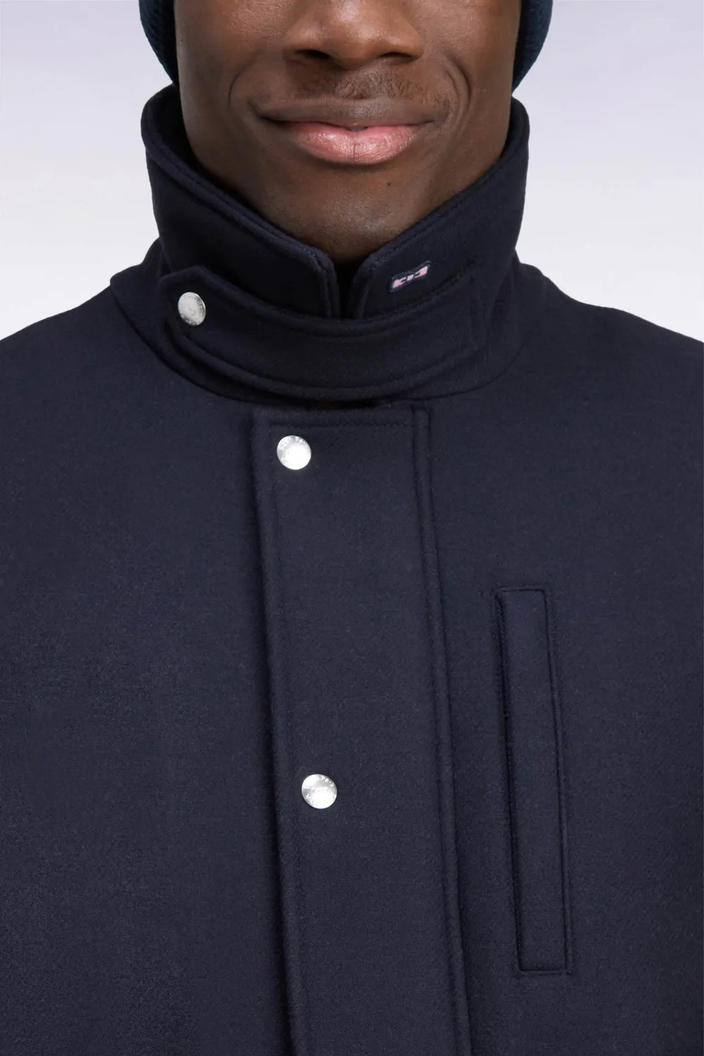 Eden Park parka courte flanelle marine coupe droite
