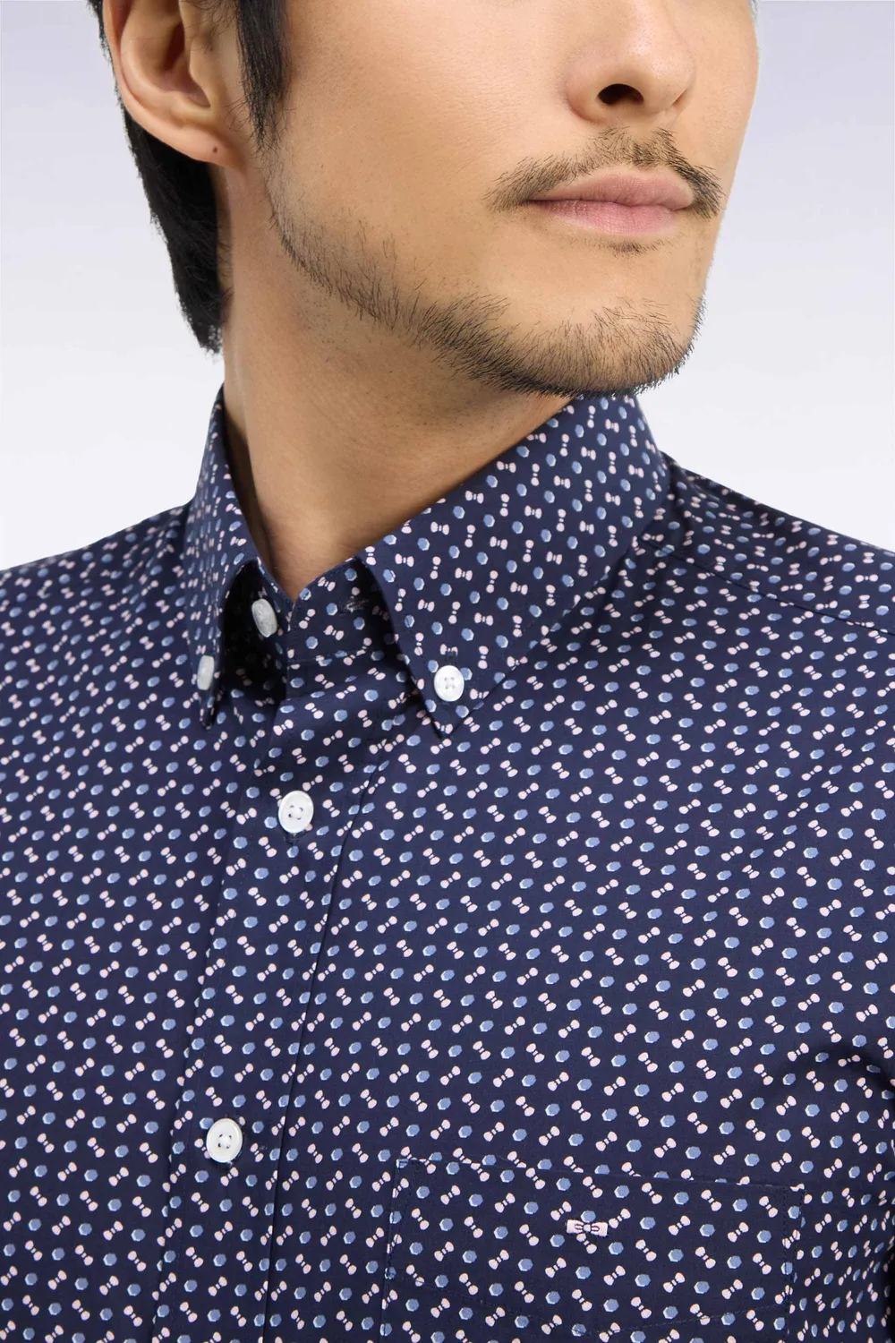 Eden Park chemise marine coton micromotifs homme