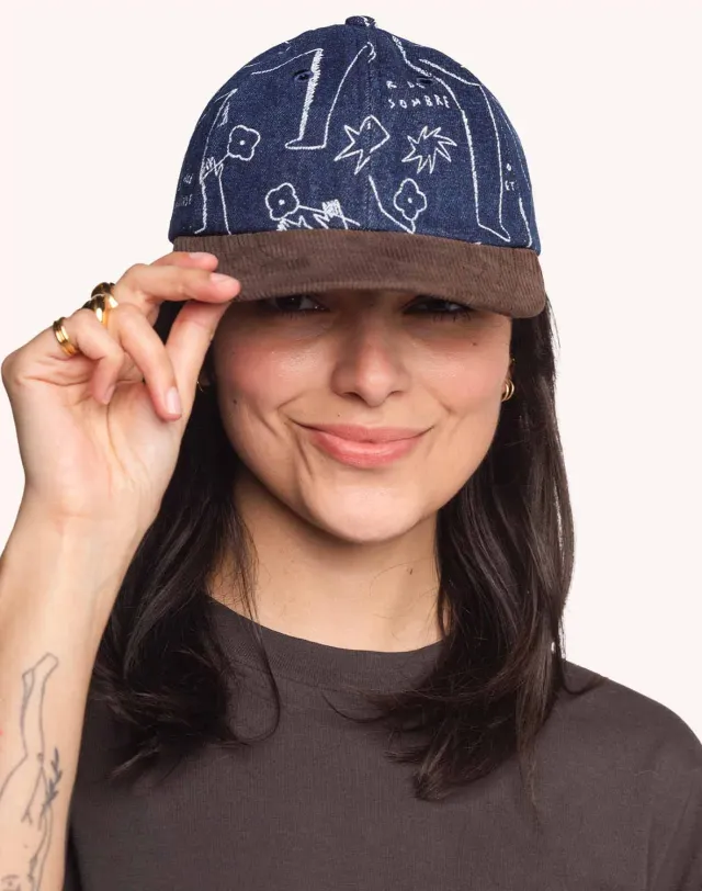 OLOW Six Panel casquette denim bleu marron