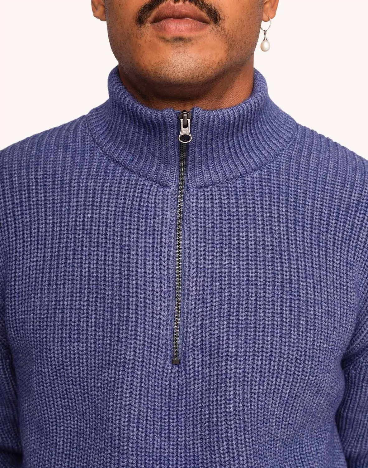 OLOW Banjo pull col zippé bleu chiné