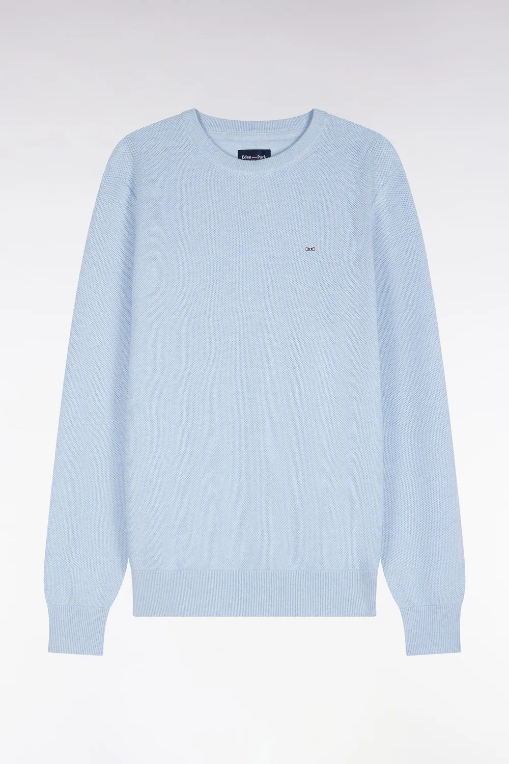 Eden Park pull col rond bleu ciel coton nid d abeille