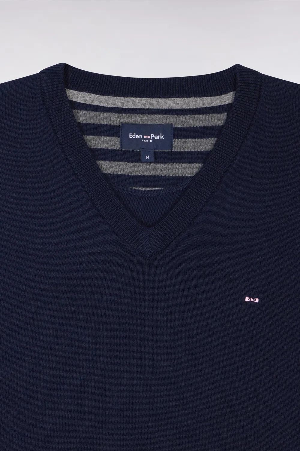 Eden Park pull col V bleu marine coton homme