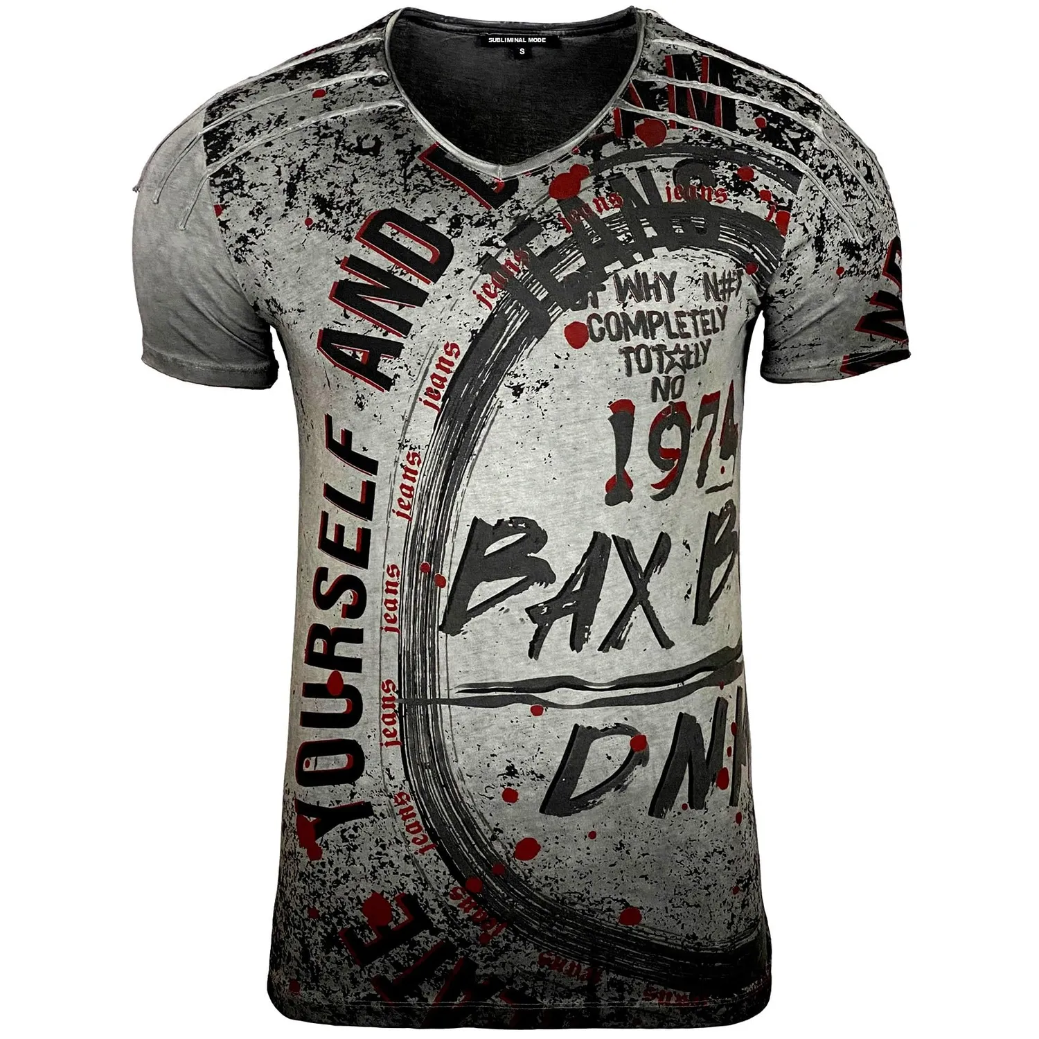 Subliminal Mode BX109 t-shirt col V délavé beige