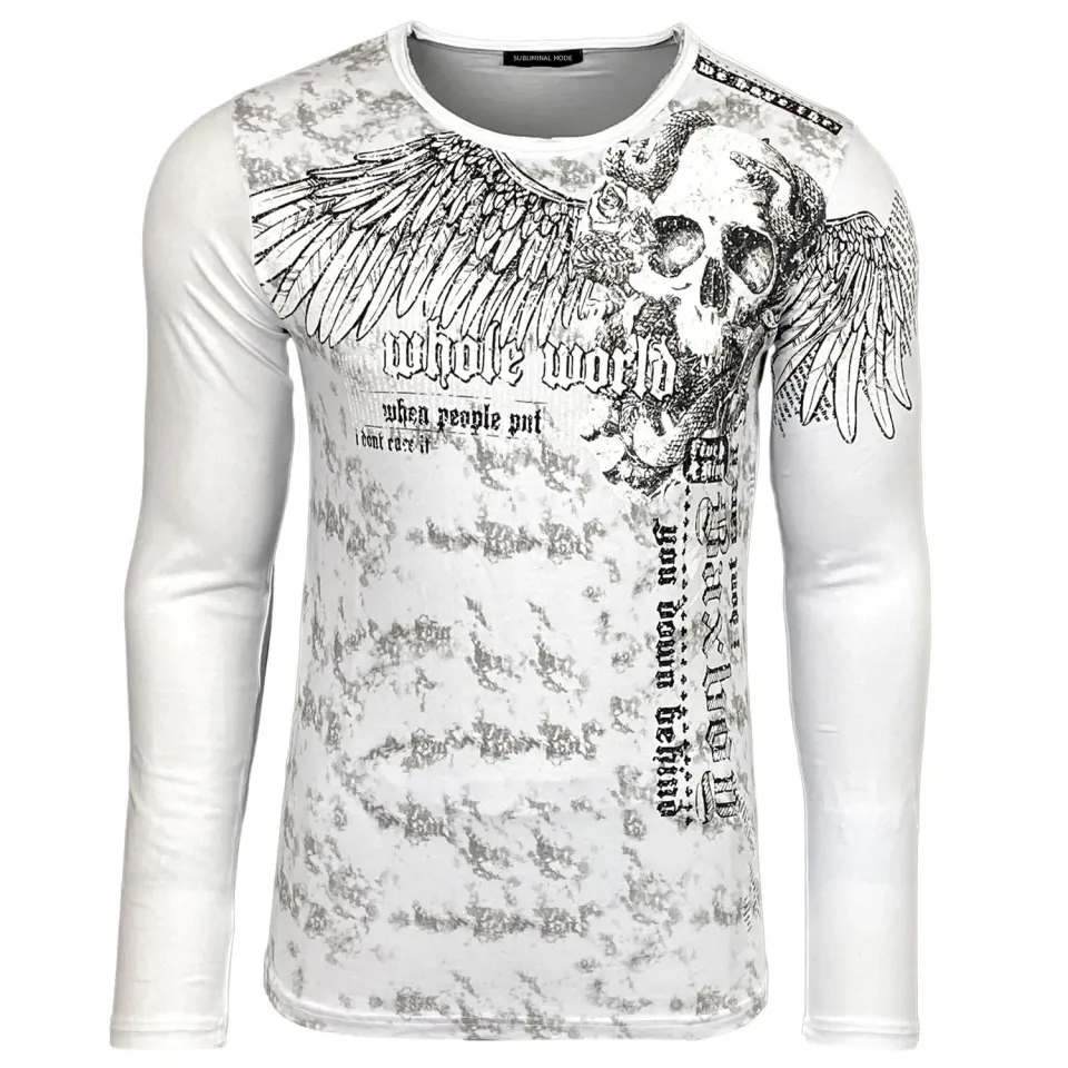 Subliminal Mode BX709 t-shirt homme col rond coton délavé