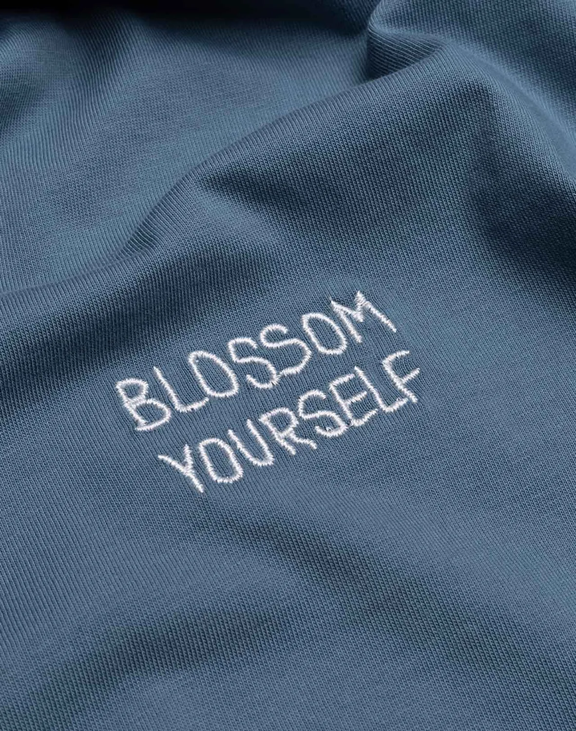 OLOW Blossom Yourself T-shirt bleu acier coton bio