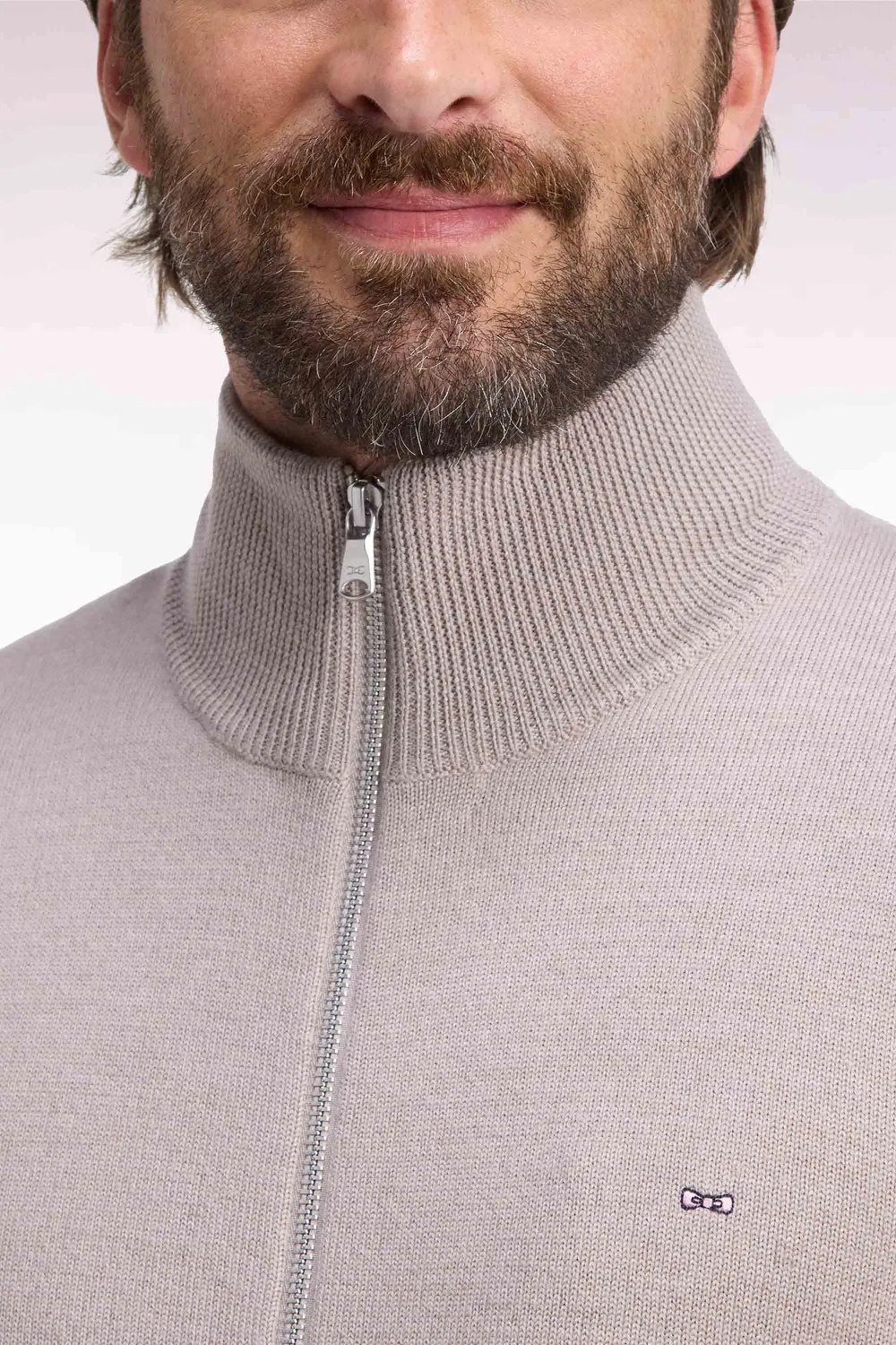 Eden Park cardigan mérinos beige col camionneur