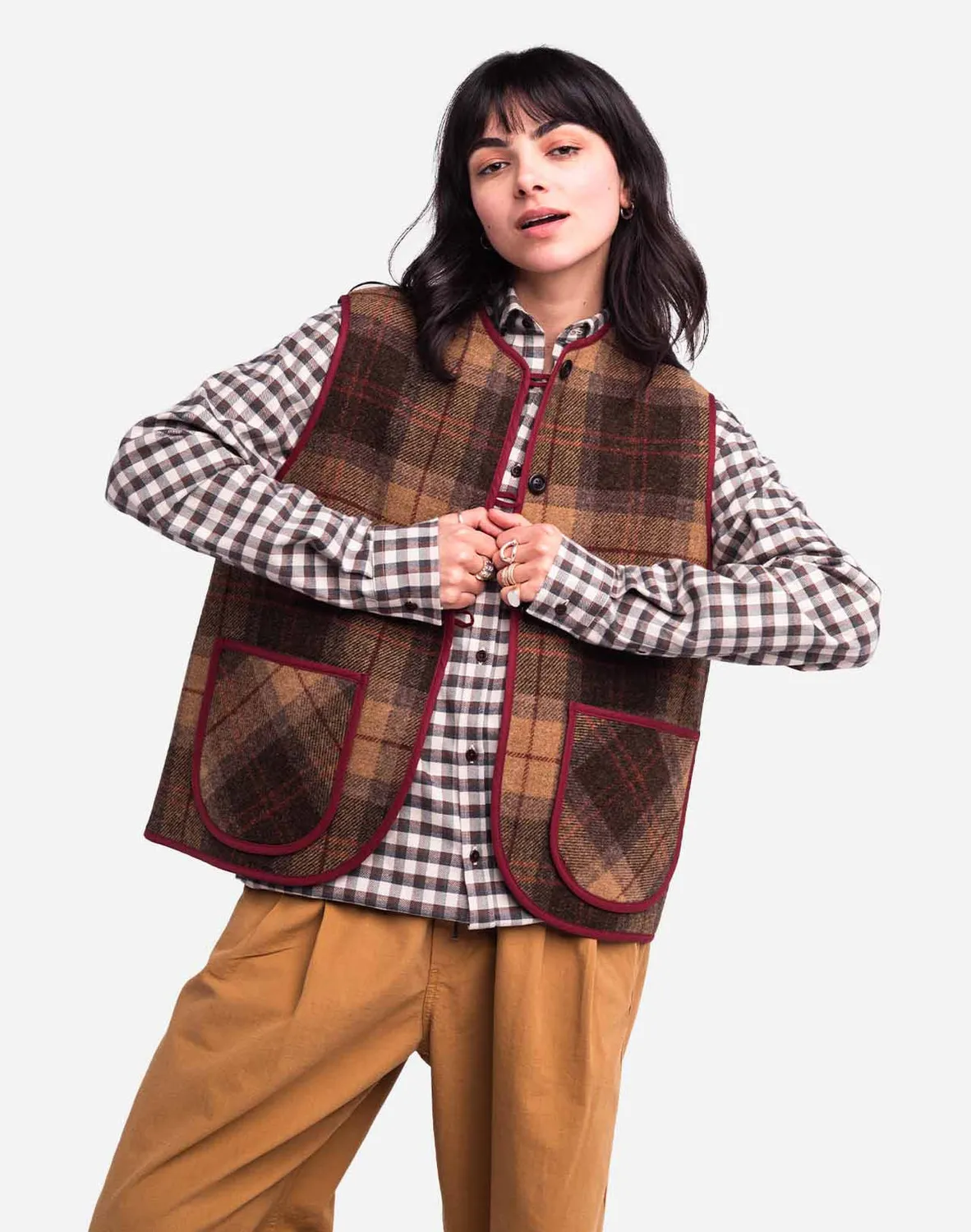 OLOW Shepherd veste sans manches laine tartan
